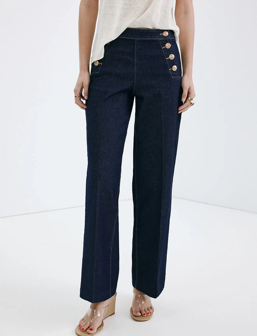 Mango - Wide-leg jeans with side buttons - vida jeans - open blue - 0