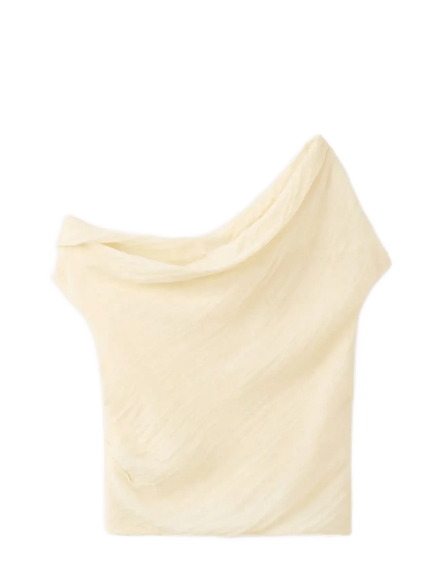 Mango - Draped asymmetrical blouse - Ärmlösa blusar - light beige - 1