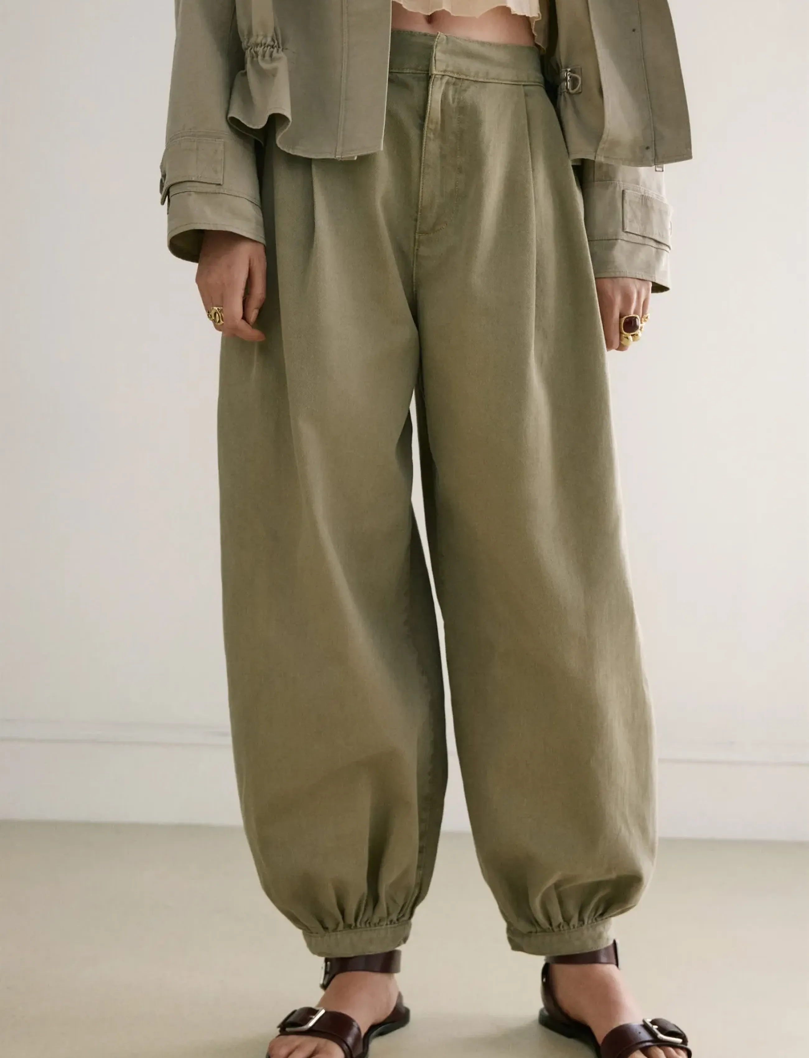 Mango Baggy mid-rise jeans - New arrivals - BEIGE - KHAKI / khaki/green