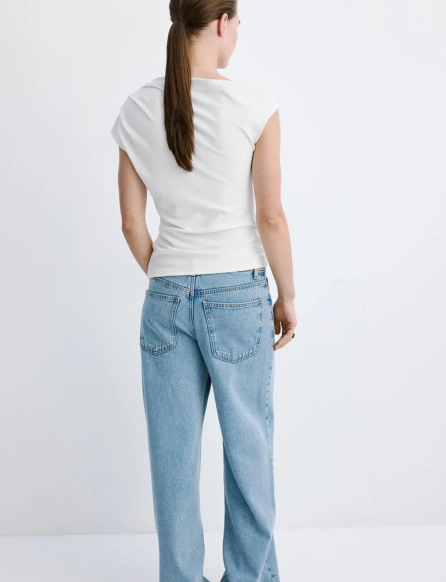 Mango - Asymmetric ruched top - t-shirts - white - 2