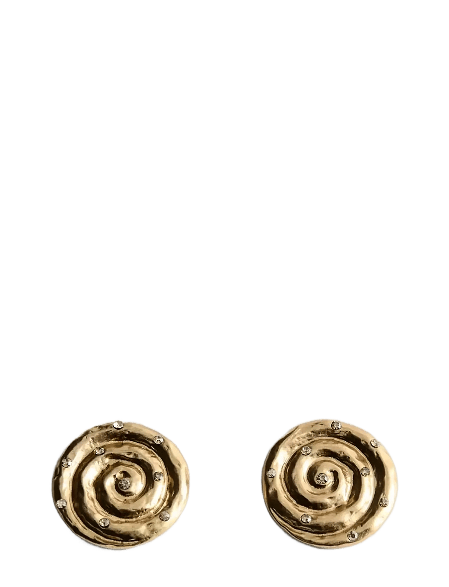 Mango - Spiral crystal earring - statement øreringe - gold - 0