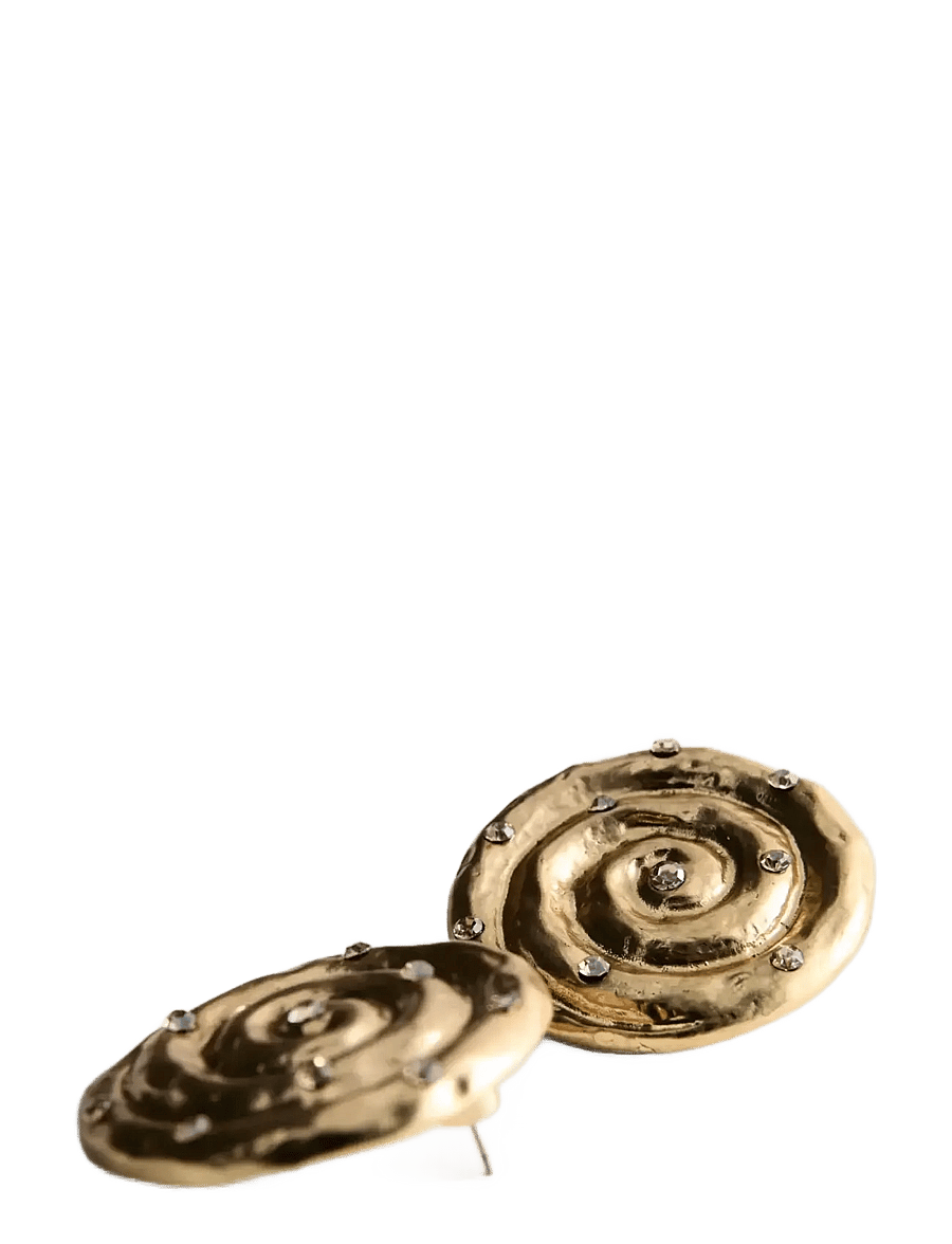 Mango - Spiral crystal earring - statement øreringe - gold - 1