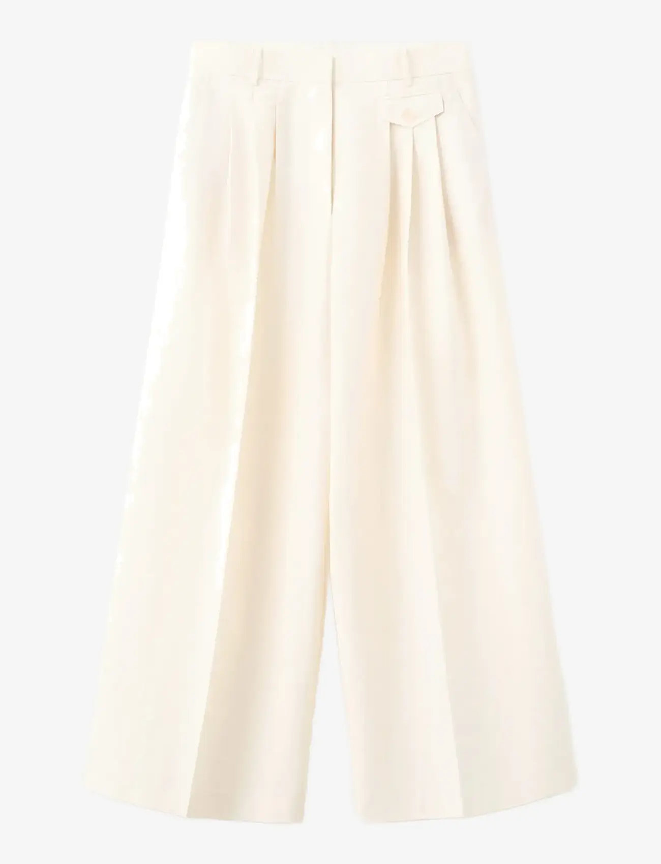 Mango - Straight cotton trousers with pleats - kostymbyxor - light beige - 1