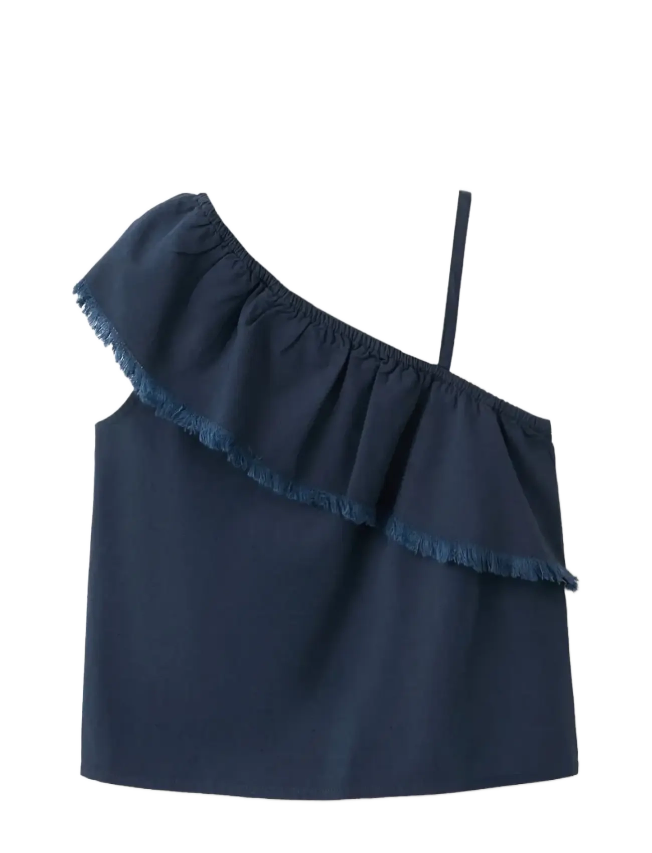 MANGO Ruffle Asymmetric Bluse Navy - 140 - Kinder