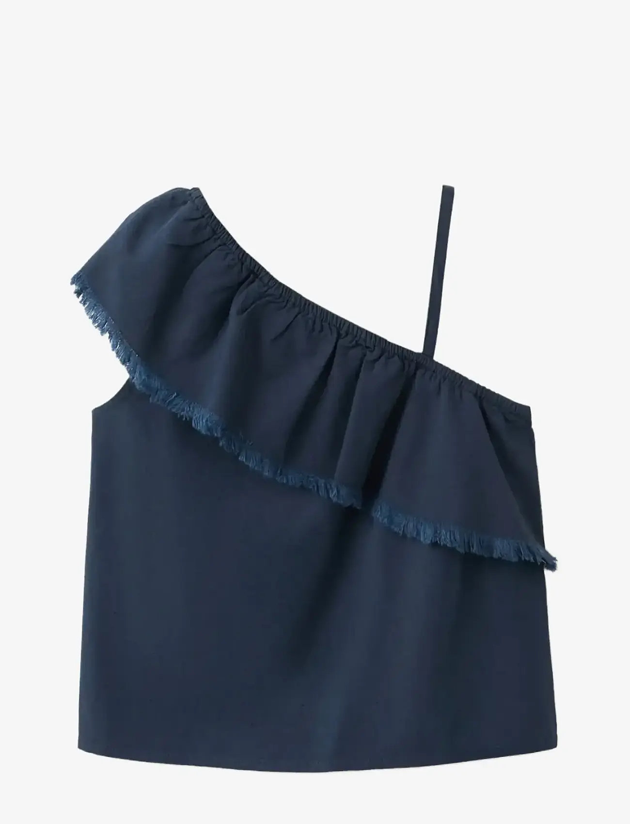 Mango - Ruffle asymmetric blouse - bluser & tunikaer - navy - 1