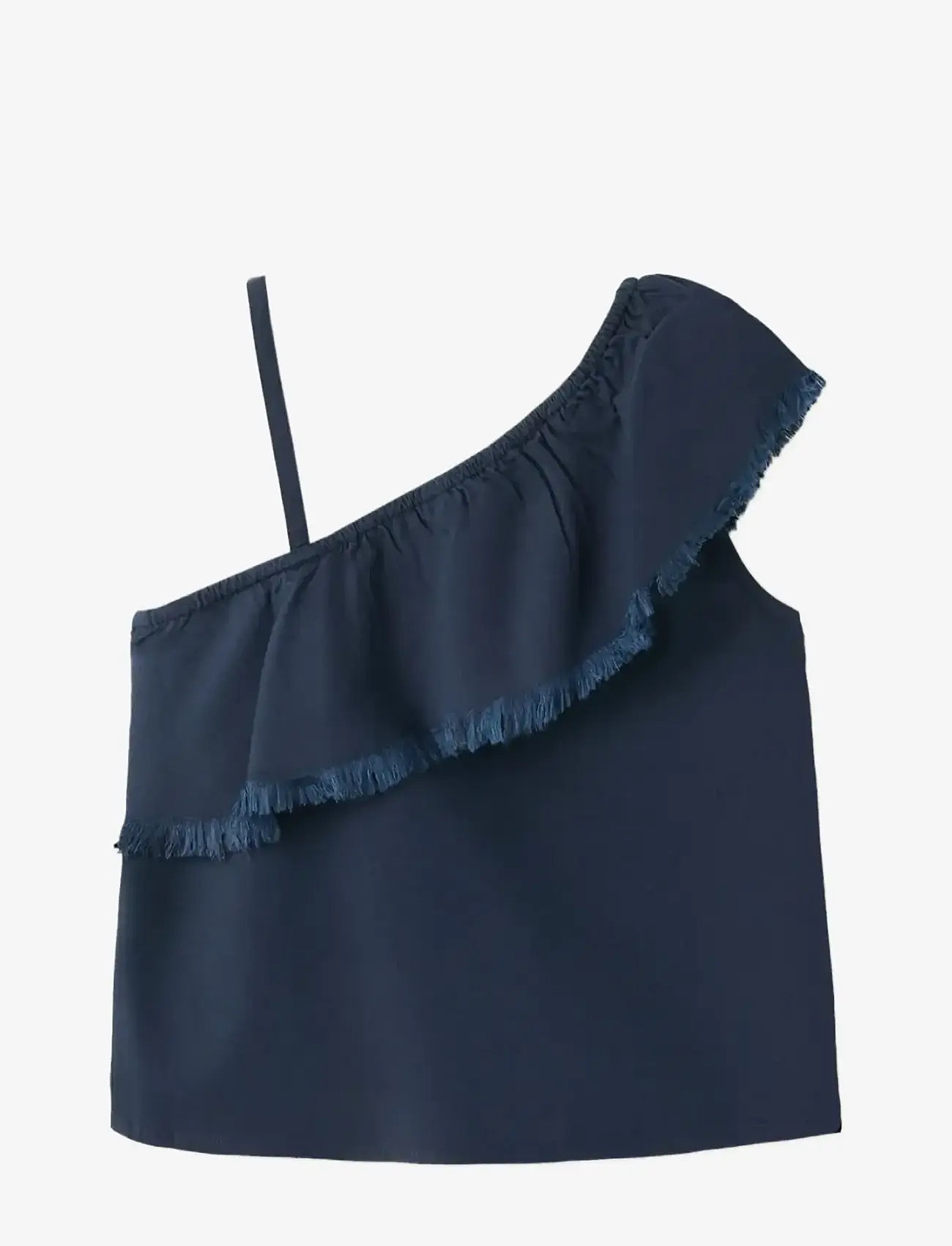 Mango - Ruffle asymmetric blouse - bluser & tunikaer - navy - 2