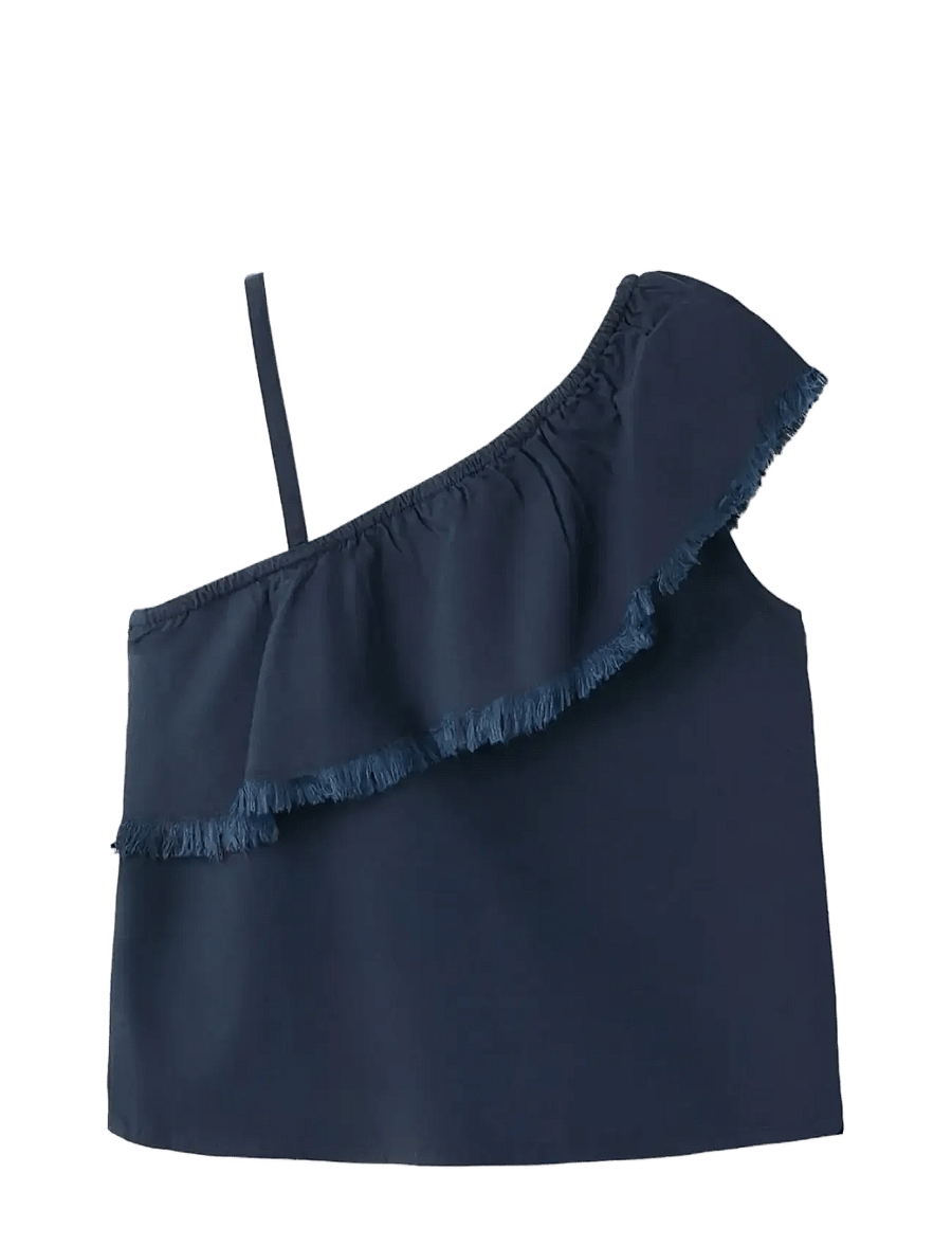 Mango - Ruffle asymmetric blouse - bluser & tunikaer - navy - 2