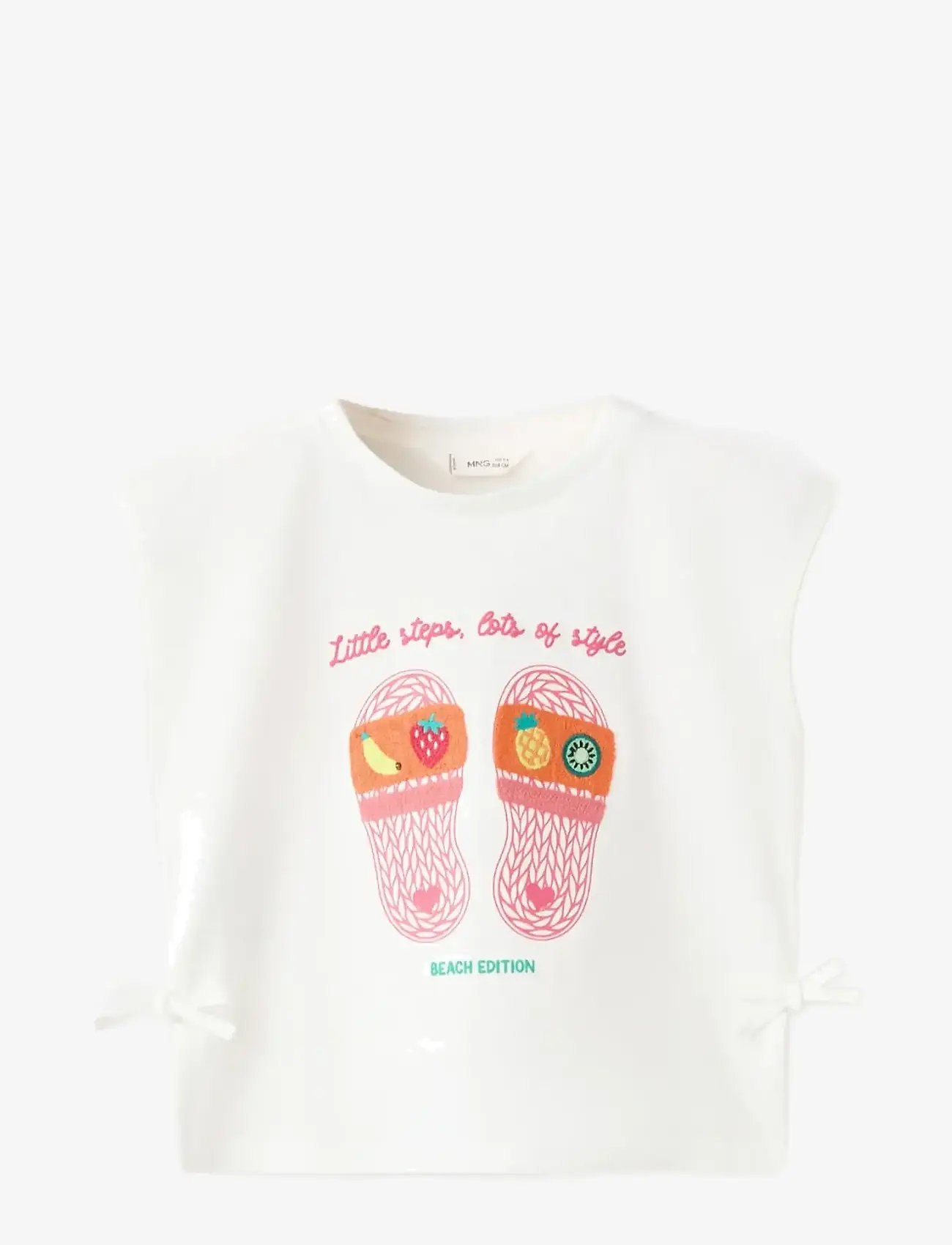 Mango - Printed cotton T-shirt with ties - Ærmeløs undertrøje - natural white - 1