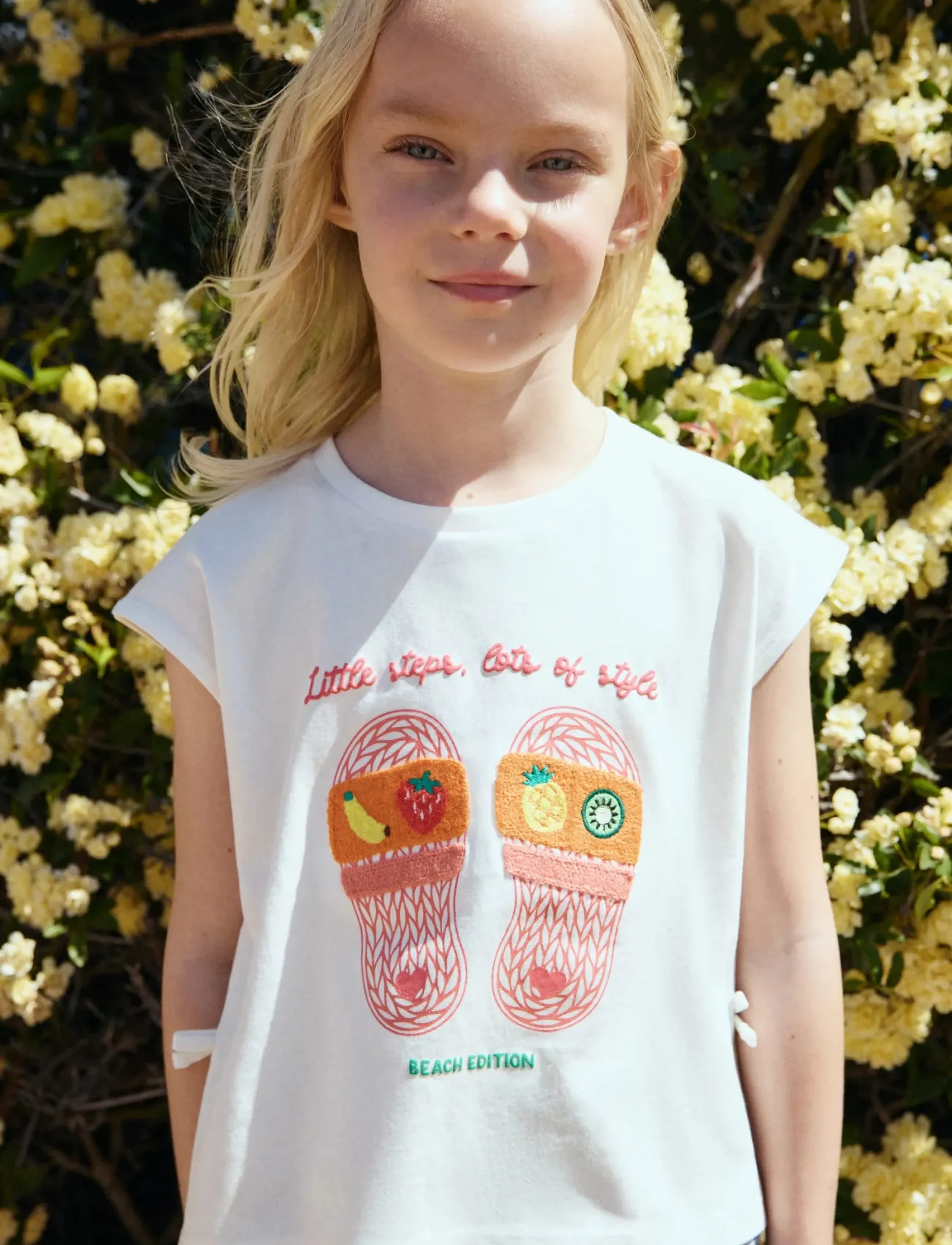 Mango Printed Cotton T-Shirt With Ties, 12-18M, T-shirts, Weiß - Sleeveless, Kinder
