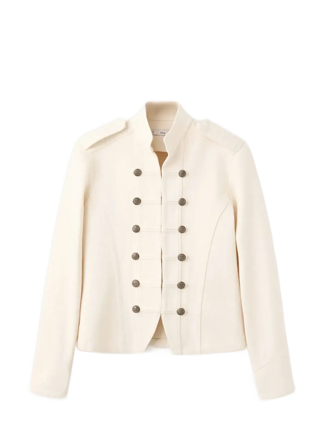 Mango - Fitted jacket with band collar - light beige - 1