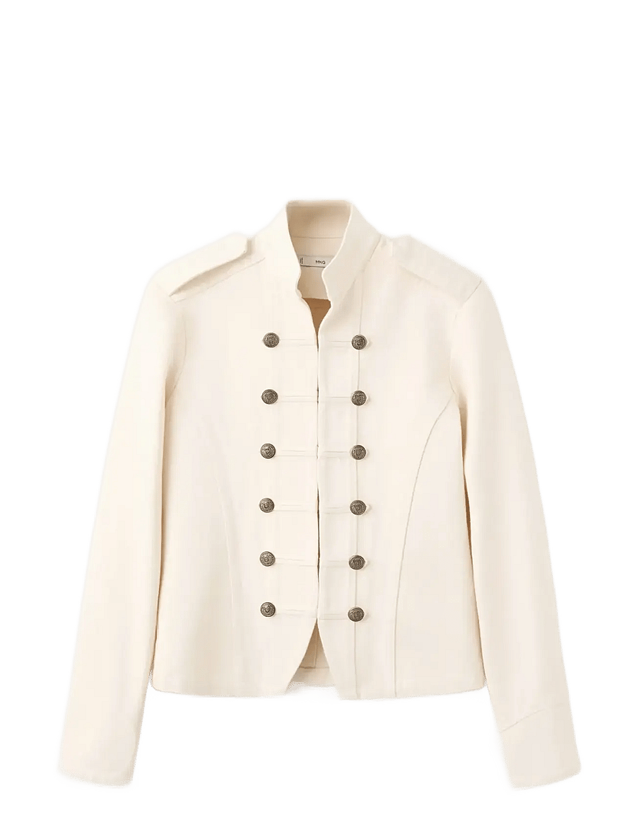 Mango - Fitted jacket with band collar - light beige - 1