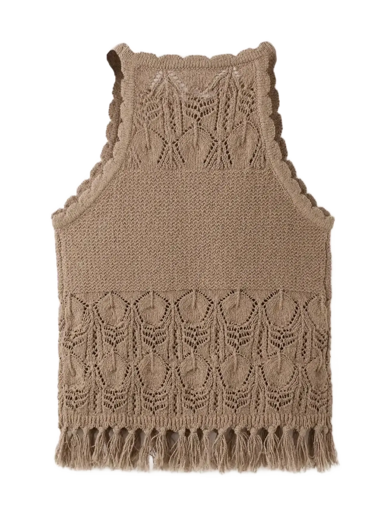 Mango - Crochet top with fringe detail - lowest prices - brown - 1