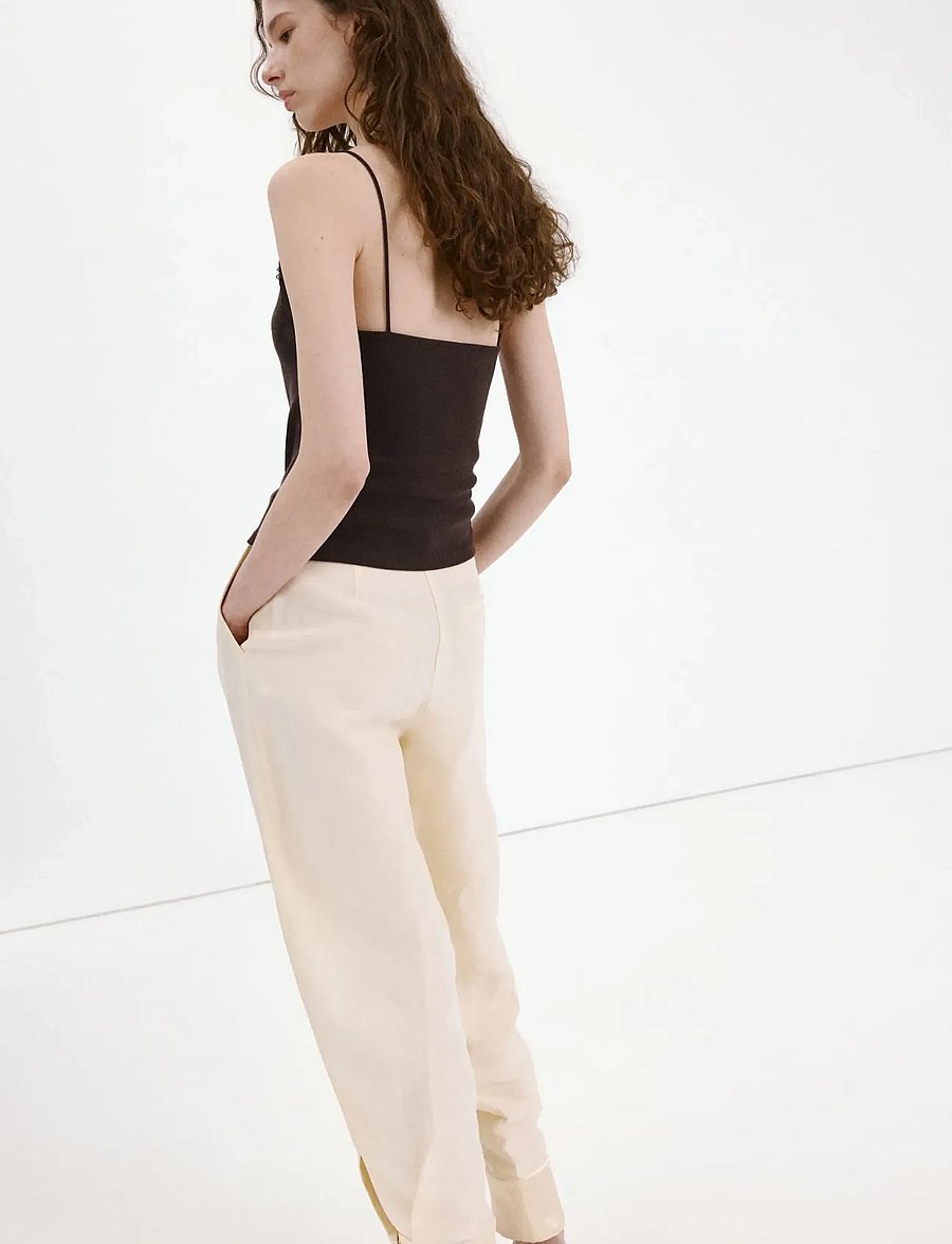 Mango - Lace detail knit top - tanktops - brown - 2