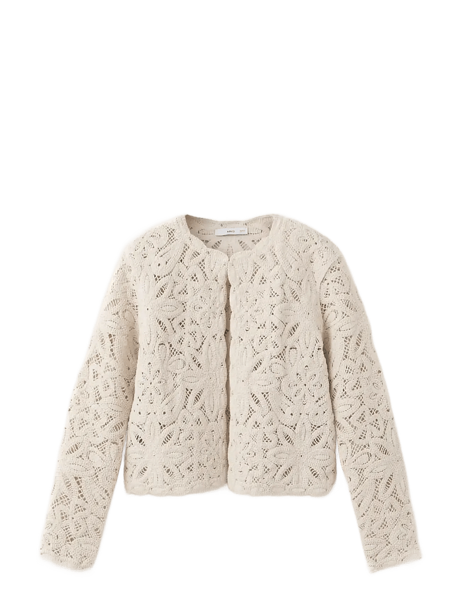 Mango - Knitted jacket with openwork details - vårjackor - lt pastel brown - 1
