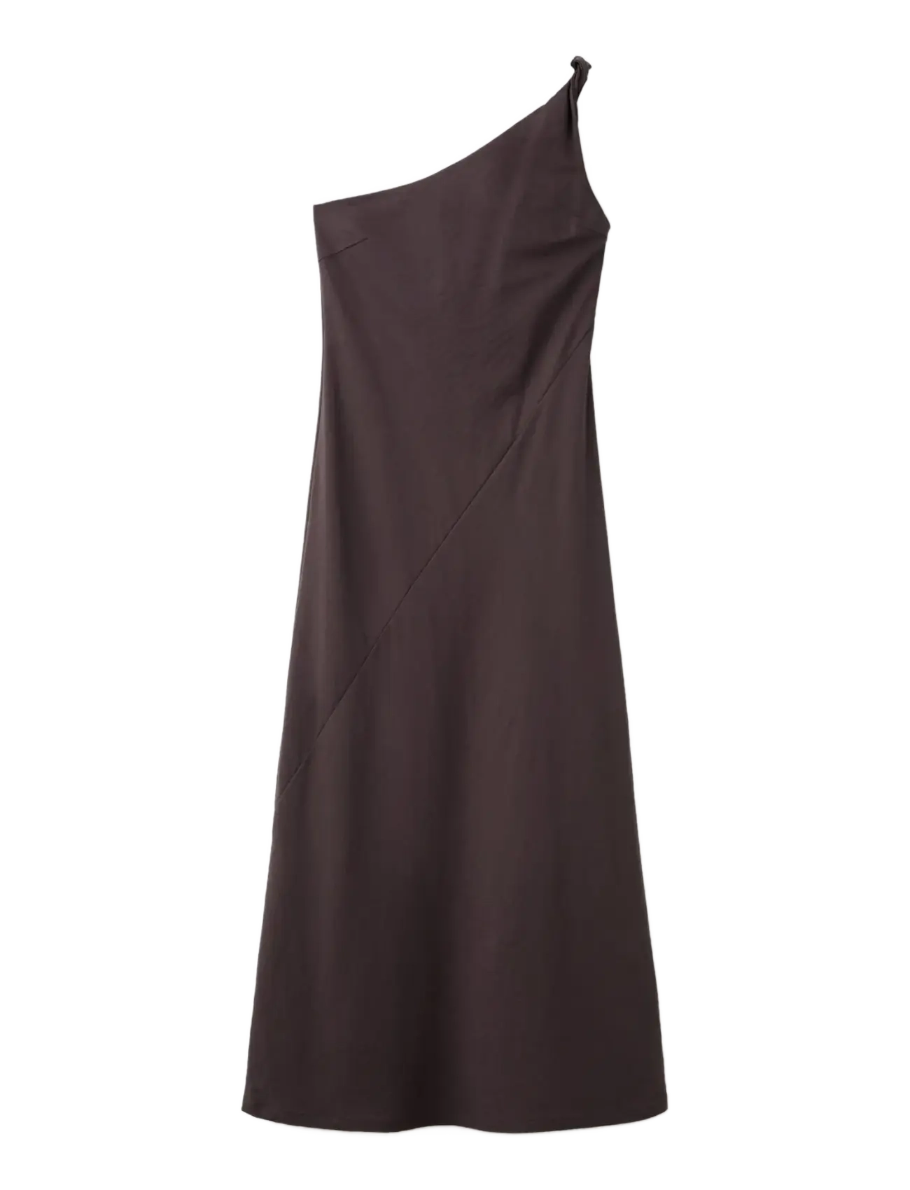 MANGO Asymmetrical Kleid With Gathered Strap Braun - L - Damen