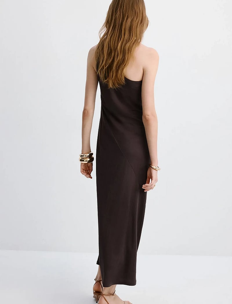 Mango - Asymmetrical dress with gathered strap - maxi dresses - brown - 2