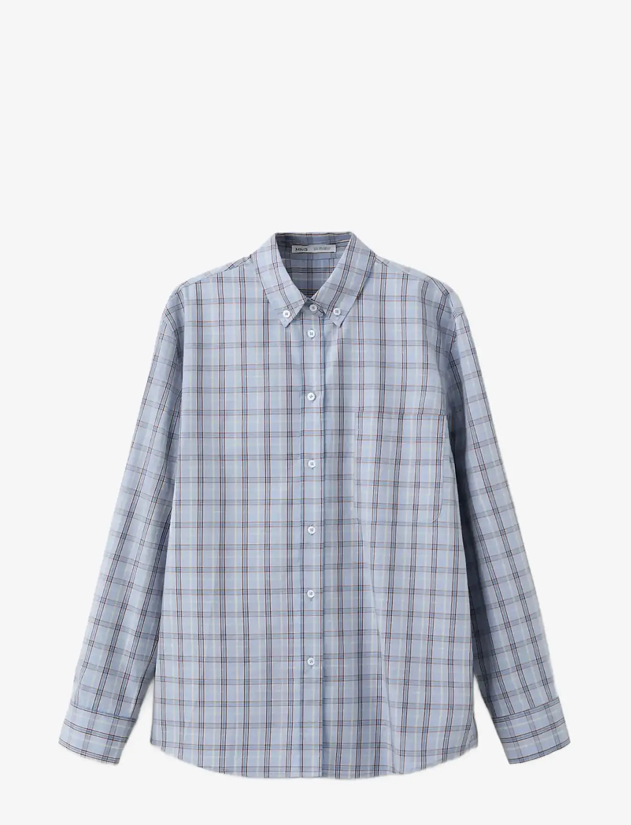 Mango - Check cotton shirt - langærmede skjorter - medium blue - 1