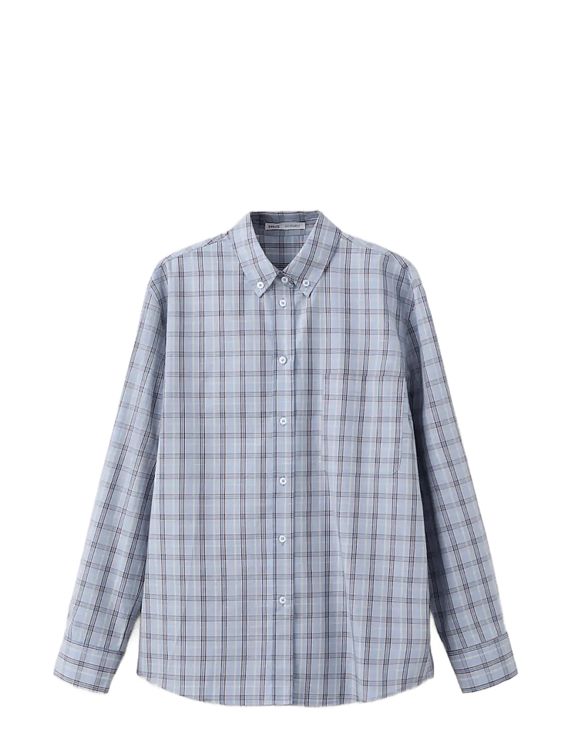 Mango - Check cotton shirt - langærmede skjorter - medium blue - 1
