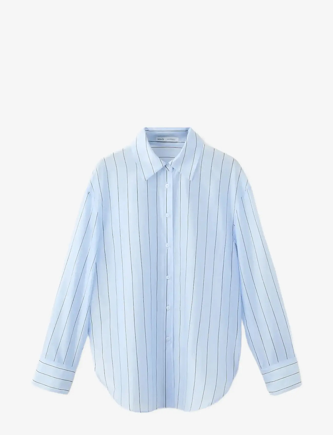Mango - Striped lyocell shirt - langærmede skjorter - lt-pastel blue - 1