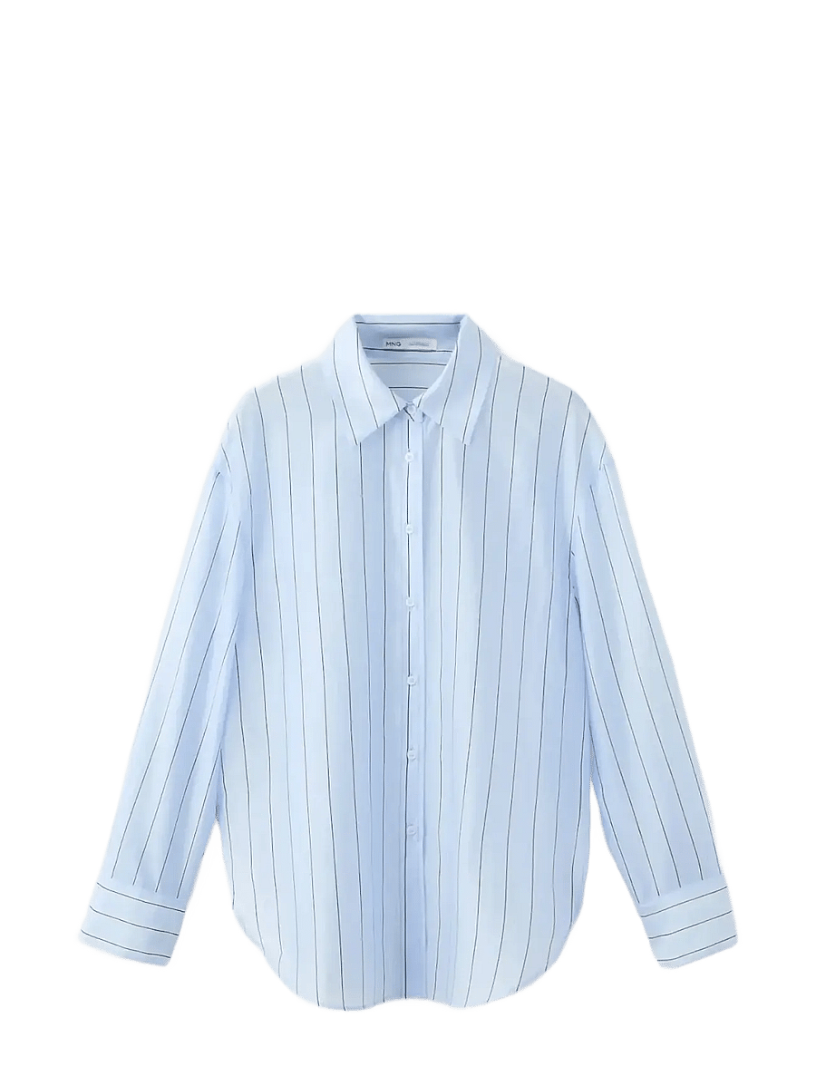 Mango - Striped lyocell shirt - långärmade skjortor - lt-pastel blue - 1