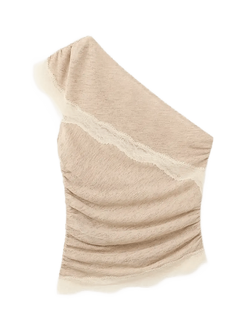 Mango - Lace top with asymmetrical neckline - særlige begivenheder - medium brown - 1