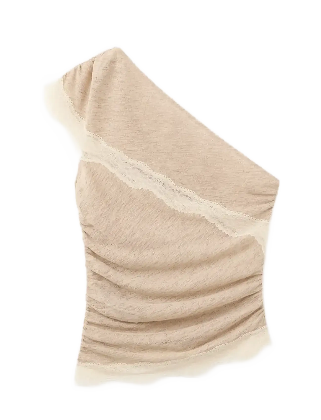 Mango Lace top with asymmetrical neckline - Festtøj - MEDIUM BROWN / brown