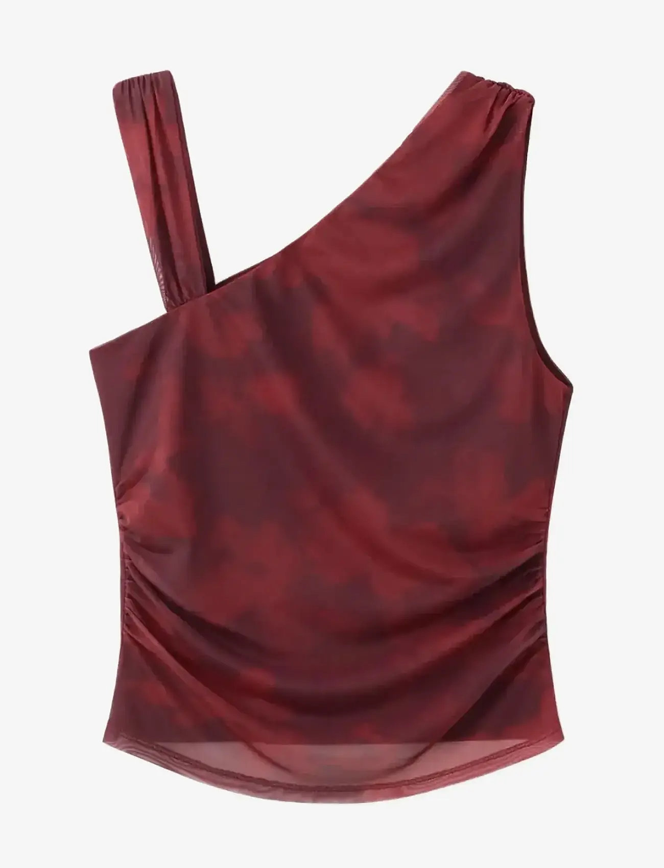 Mango - Asymmetric printed top - særlige begivenheder - dark red - 1