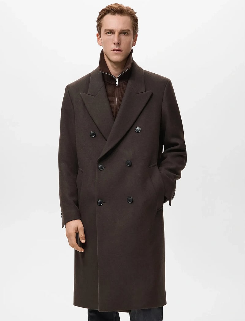 Mango - Oversized wrap coat - vinterjackor - dark brown - 0