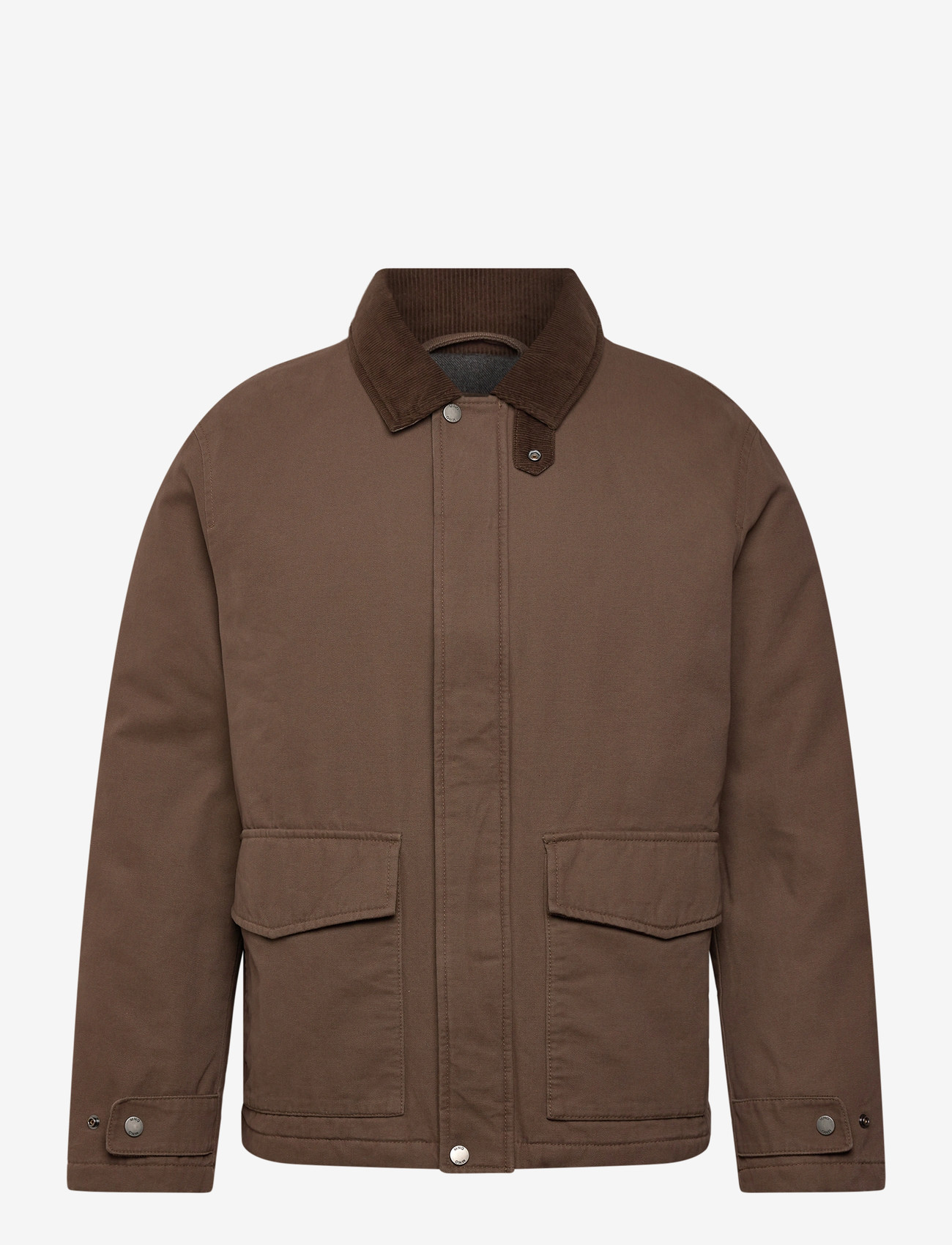 Mango - Quilted jacket with corduroy collar - höstjackor - brown - 1