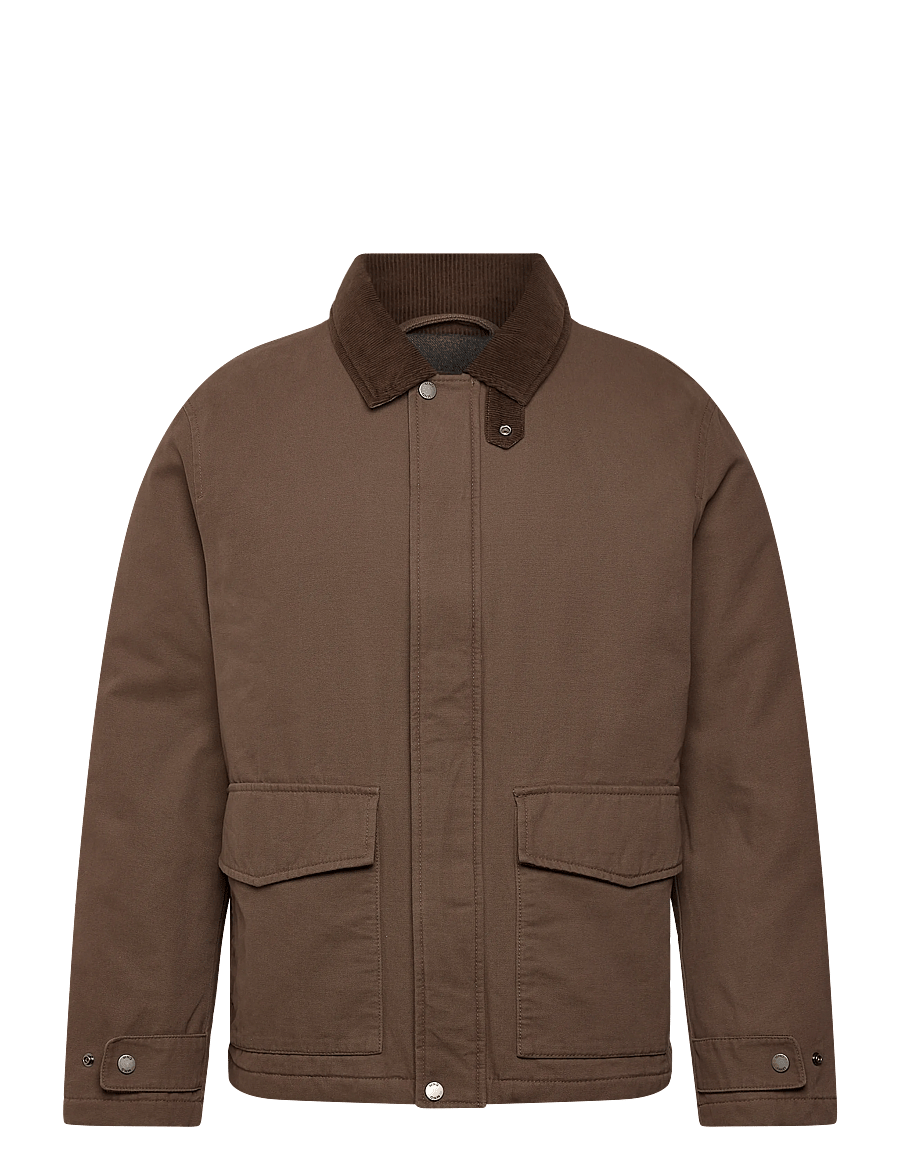 Mango - Quilted jacket with corduroy collar - kevättakit - brown - 1