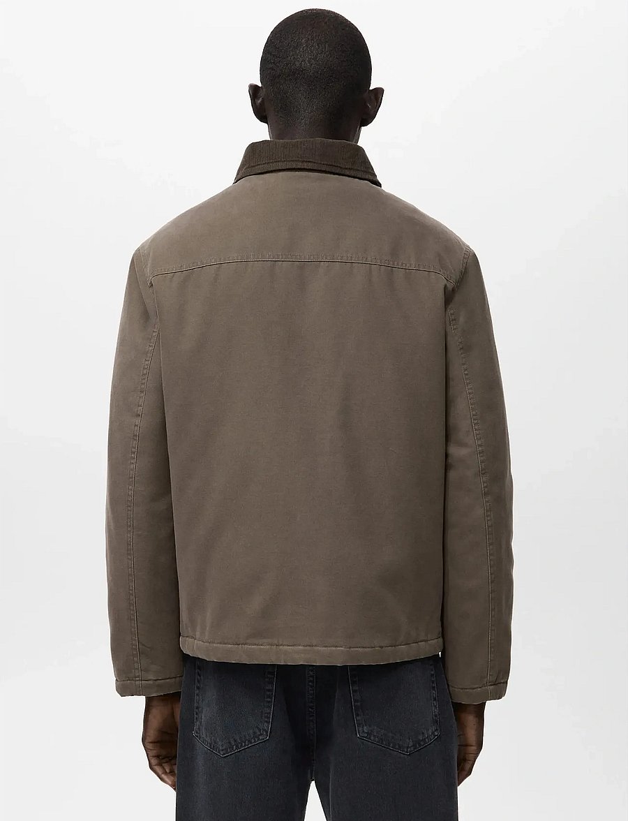 Mango - Quilted jacket with corduroy collar - kevättakit - brown - 4