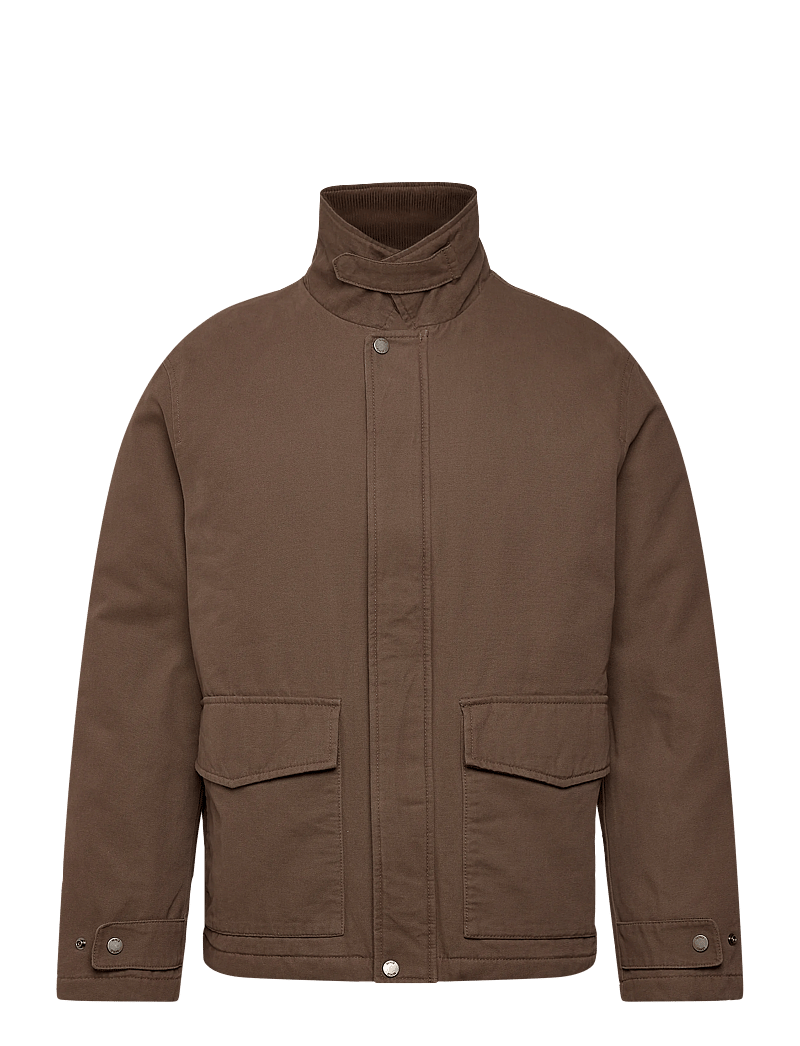 Mango - Quilted jacket with corduroy collar - vårjackor - brown - 3