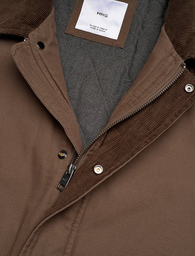 Mango - Quilted jacket with corduroy collar - vårjackor - brown - 5