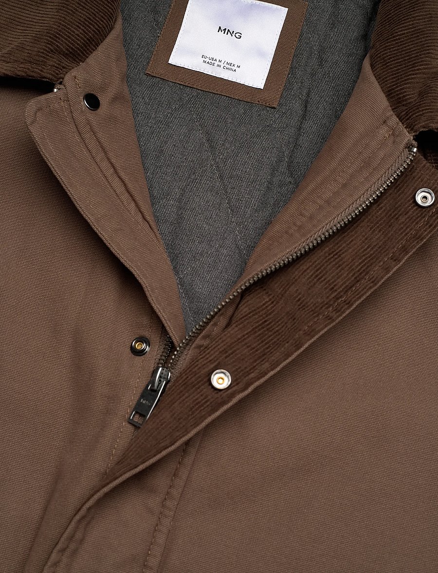 Mango - Quilted jacket with corduroy collar - kevättakit - brown - 5