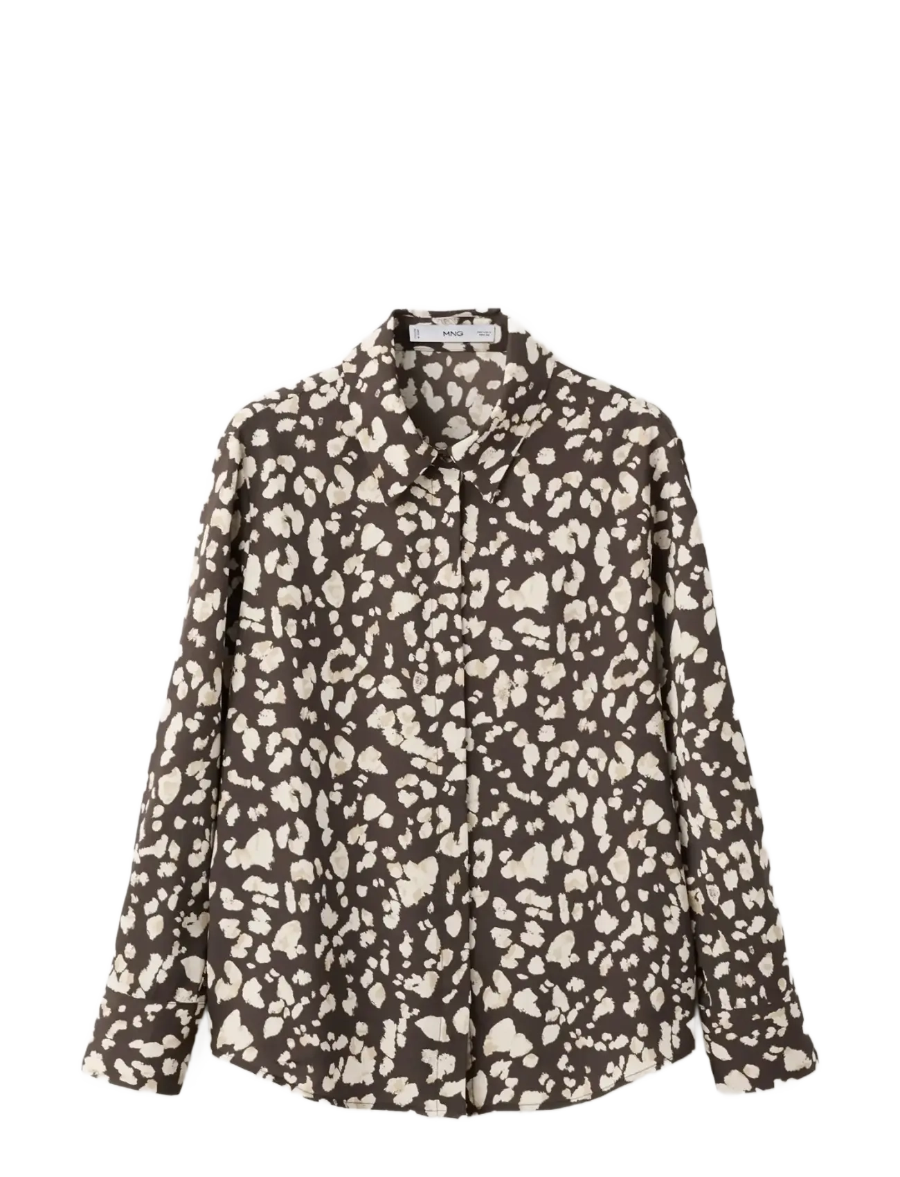 MANGO Printed Straight Shirt Braun - M - Damen