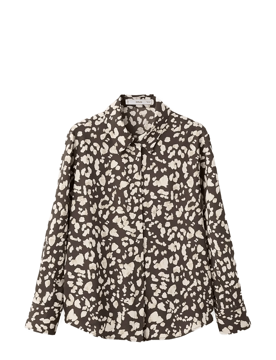 Mango - Printed straight shirt - langärmlige hemden - brown - 1