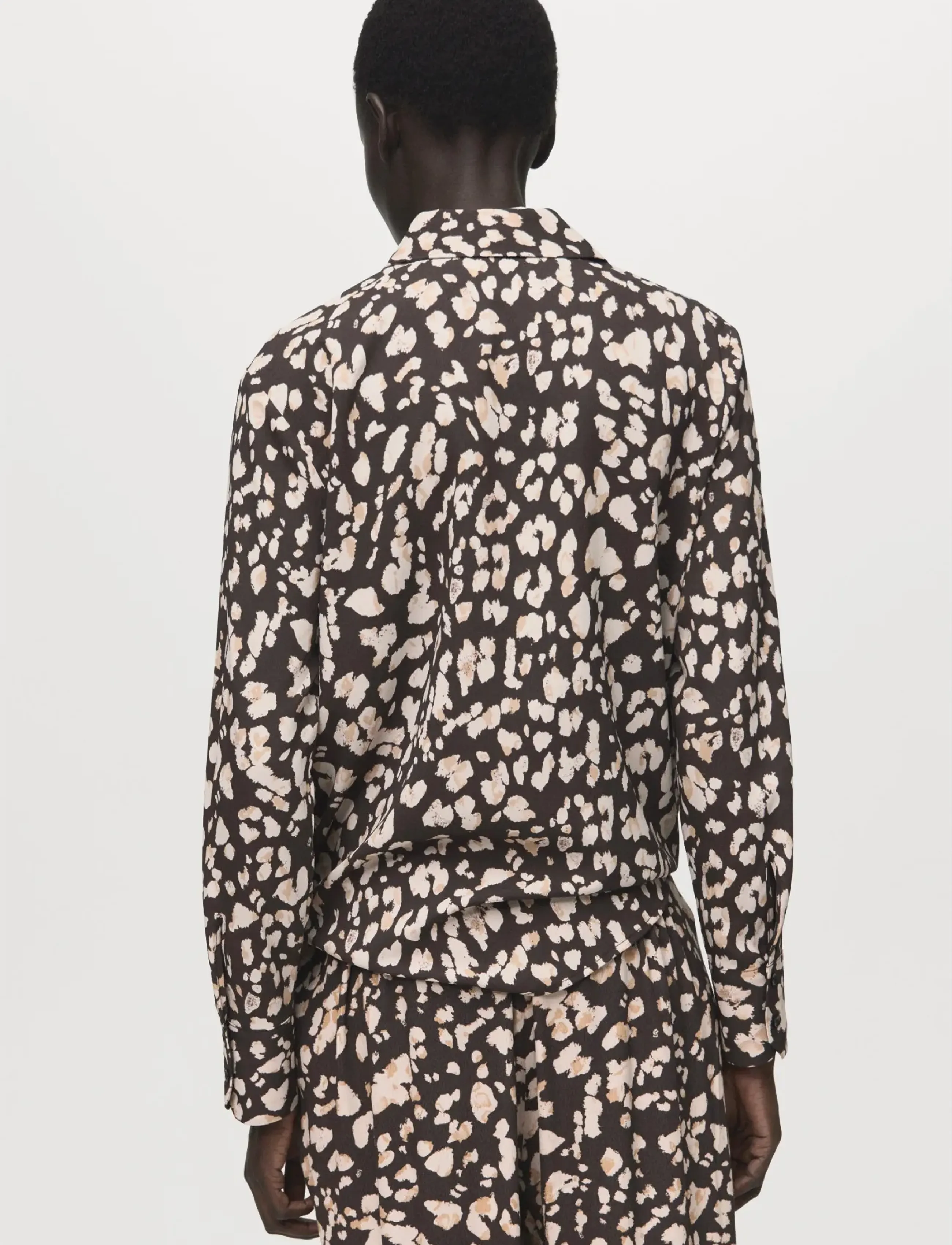 Mango - Printed straight shirt - langærmede skjorter - brown - 2