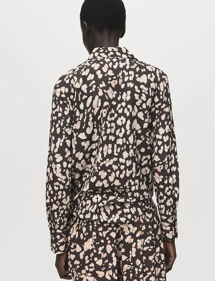 Mango - Printed straight shirt - langärmlige hemden - brown - 2