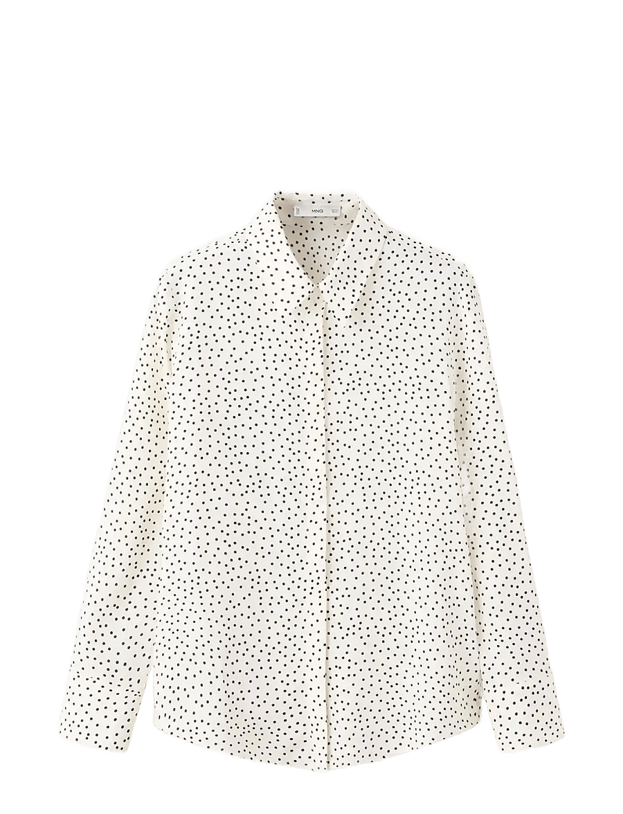 Mango - Printed straight shirt - langærmede skjorter - light beige - 1
