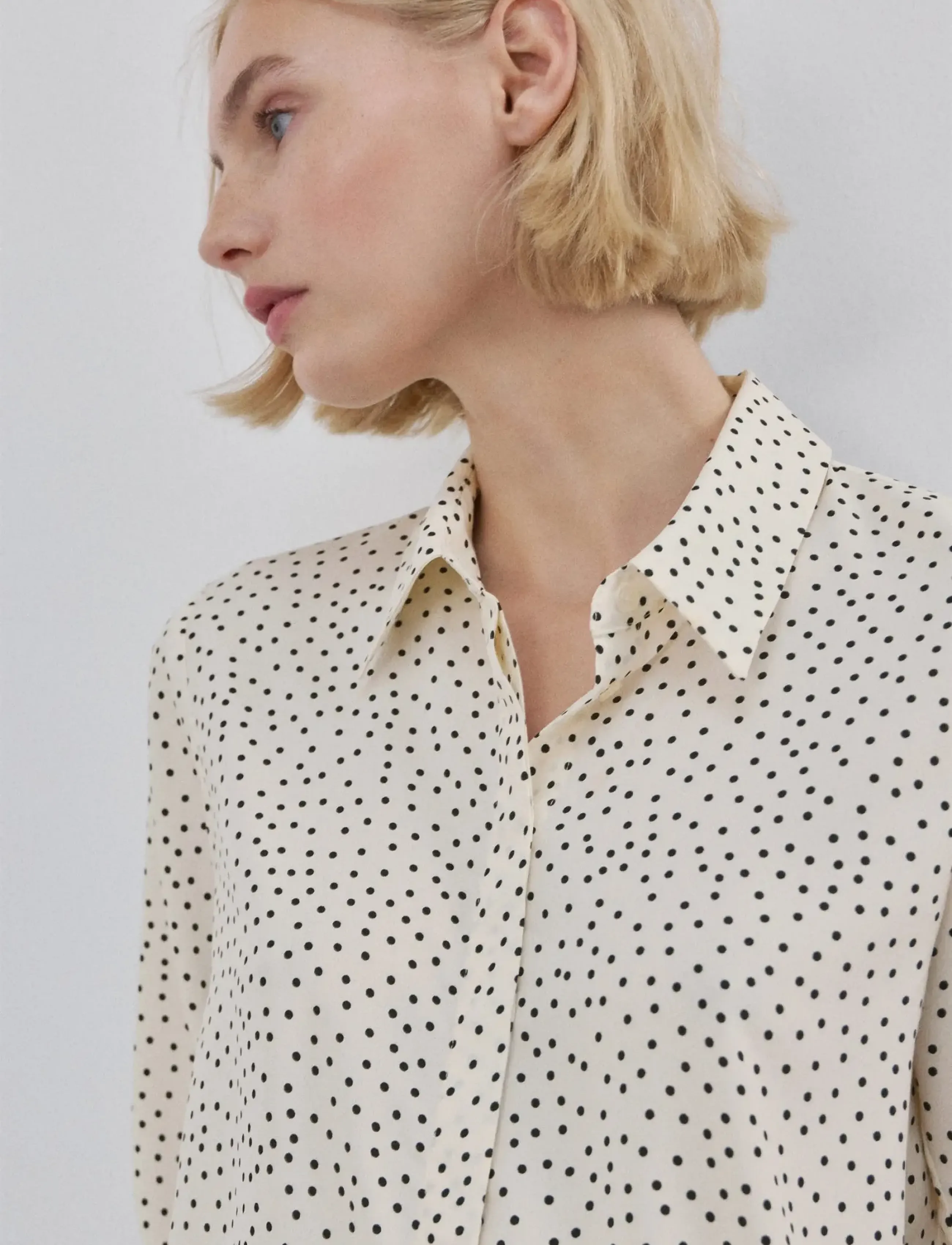 Mango Printed Straight Shirt, Kvinder, Printet Lige Skjorte, Cream, Str: S