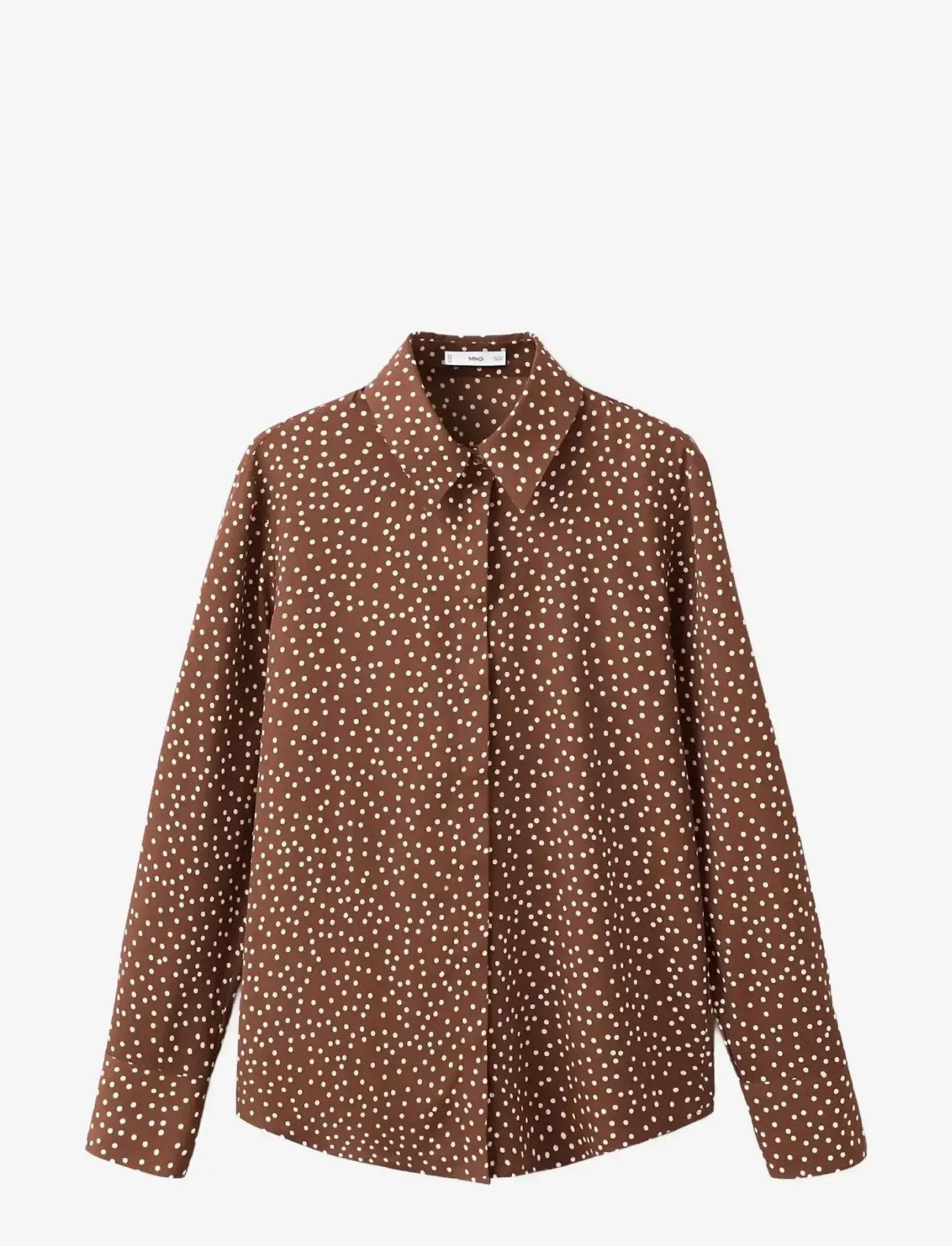 Mango - Printed straight shirt - långärmade skjortor - medium brown - 1
