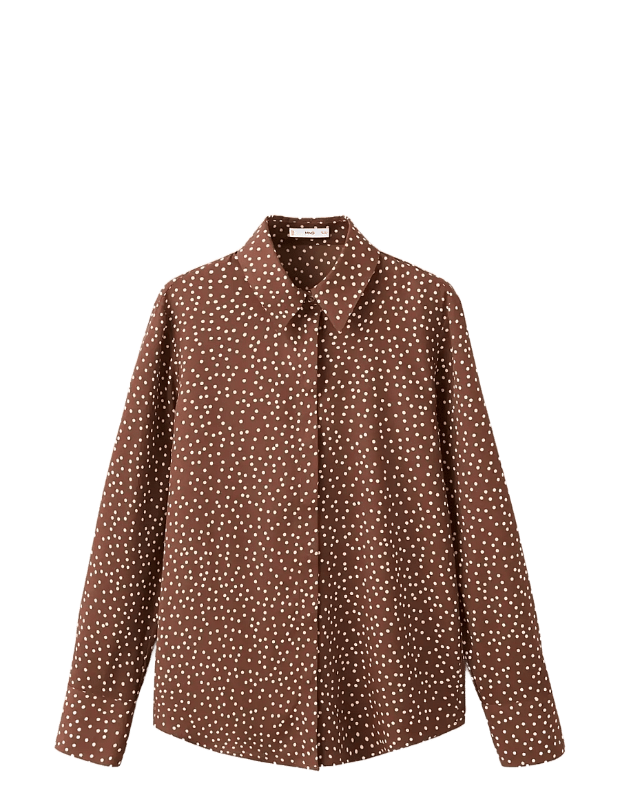Mango - Printed straight shirt - langermede skjorter - medium brown - 1