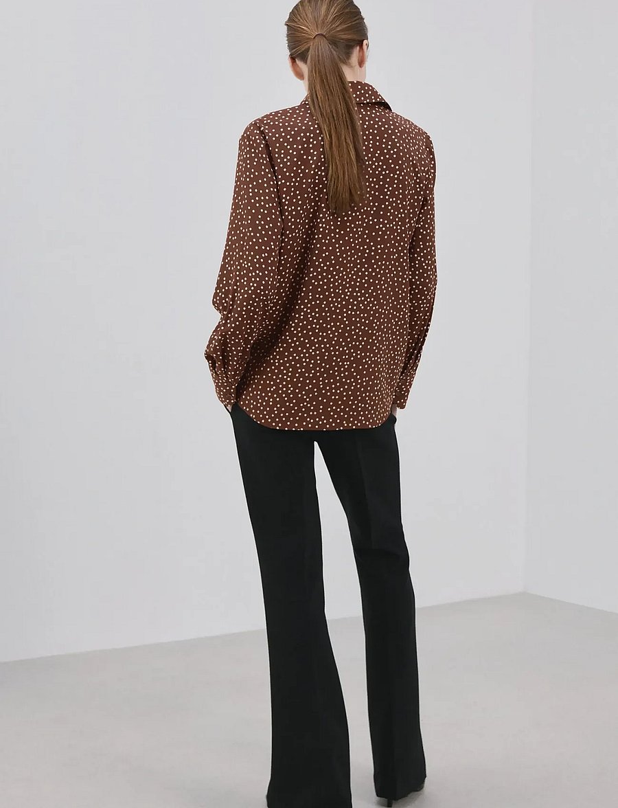 Mango - Printed straight shirt - langermede skjorter - medium brown - 2