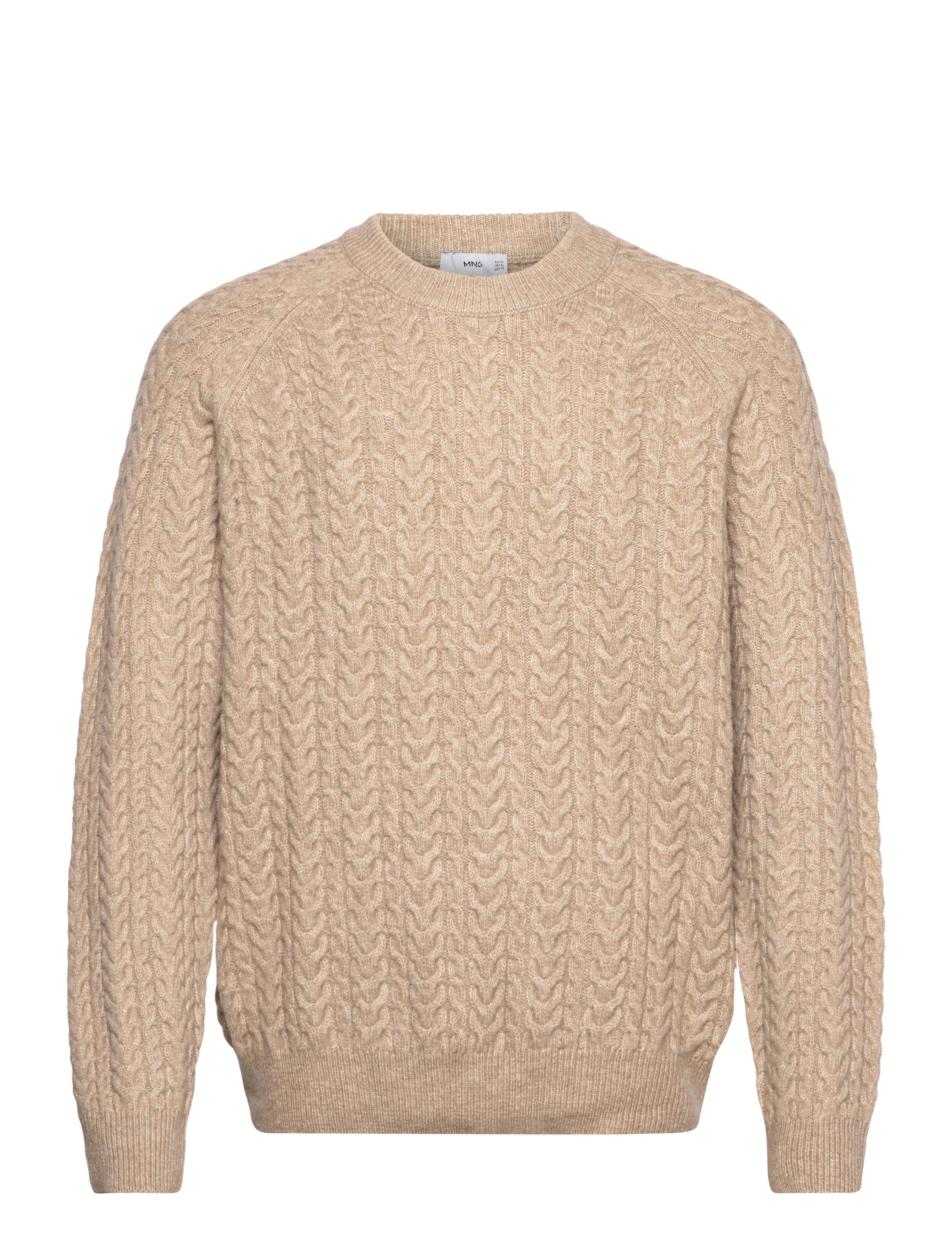 Mango Braided knitted sweater - Strickmode - MEDIUM BROWN / beige