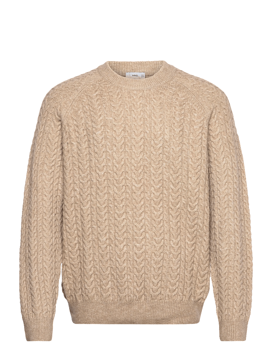 Mango - Braided knitted sweater - rund hals - medium brown - 1