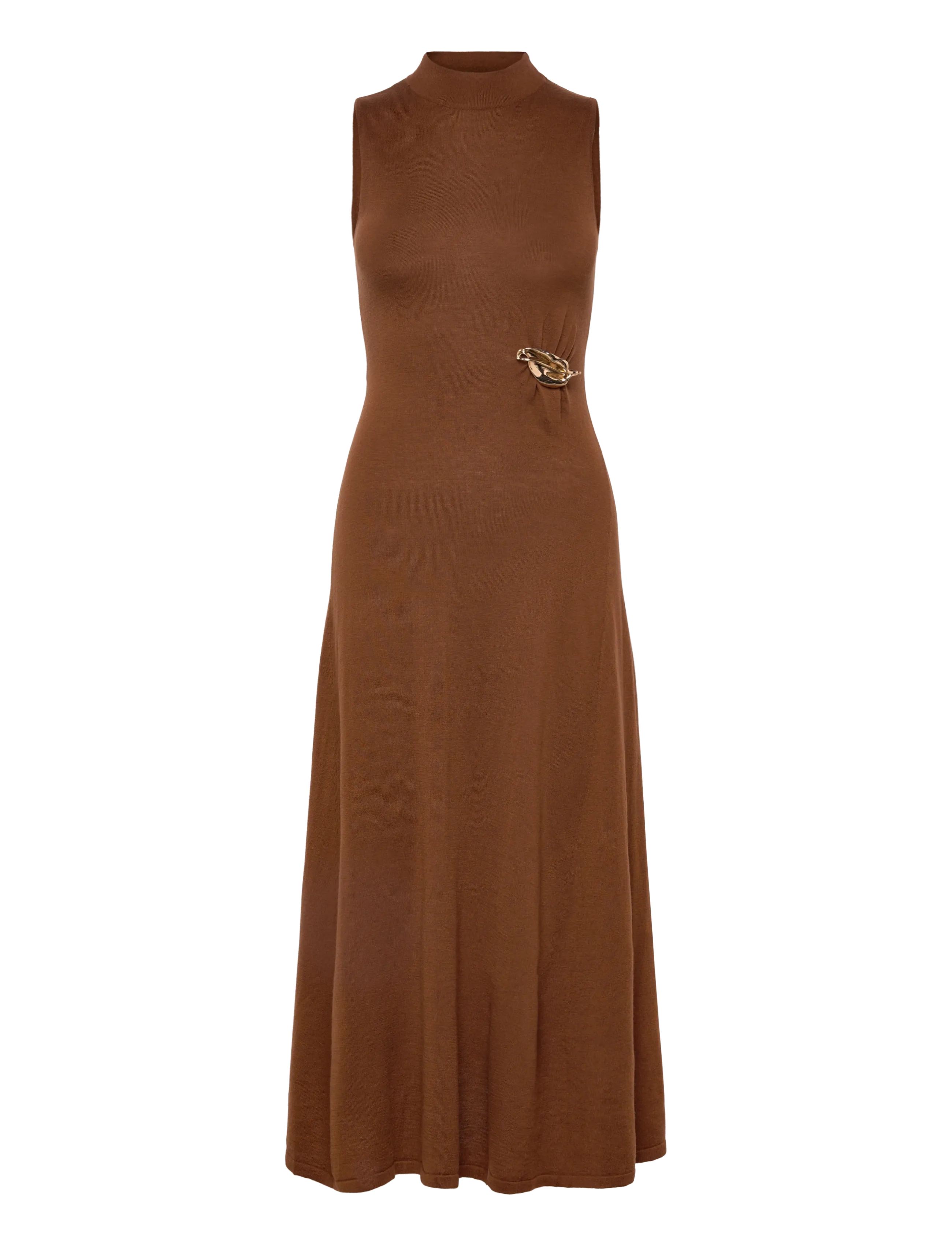 MANGO Rollkragen Strick Kleid With Brooch Braun - L - Damen
