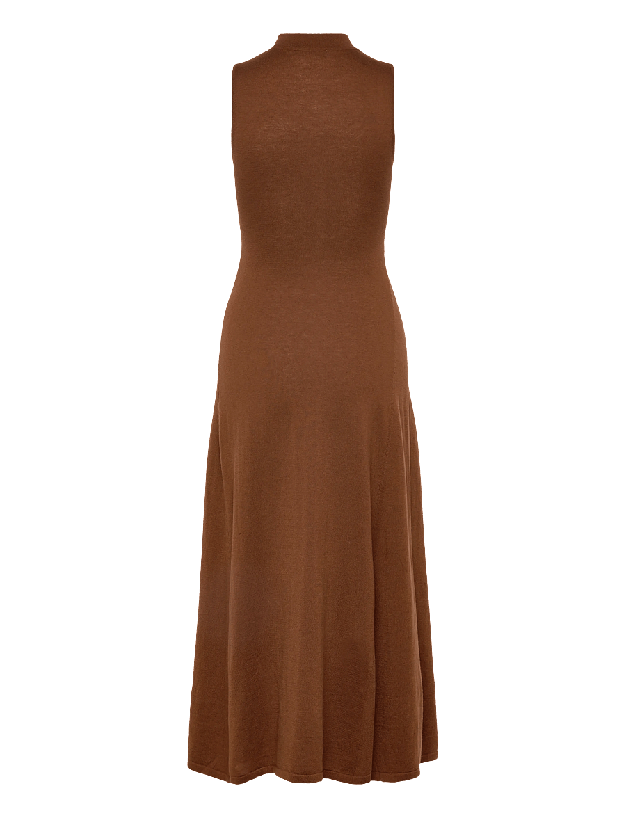 Mango - Turtleneck knitted dress with brooch - stickade klänningar - dark brown - 2