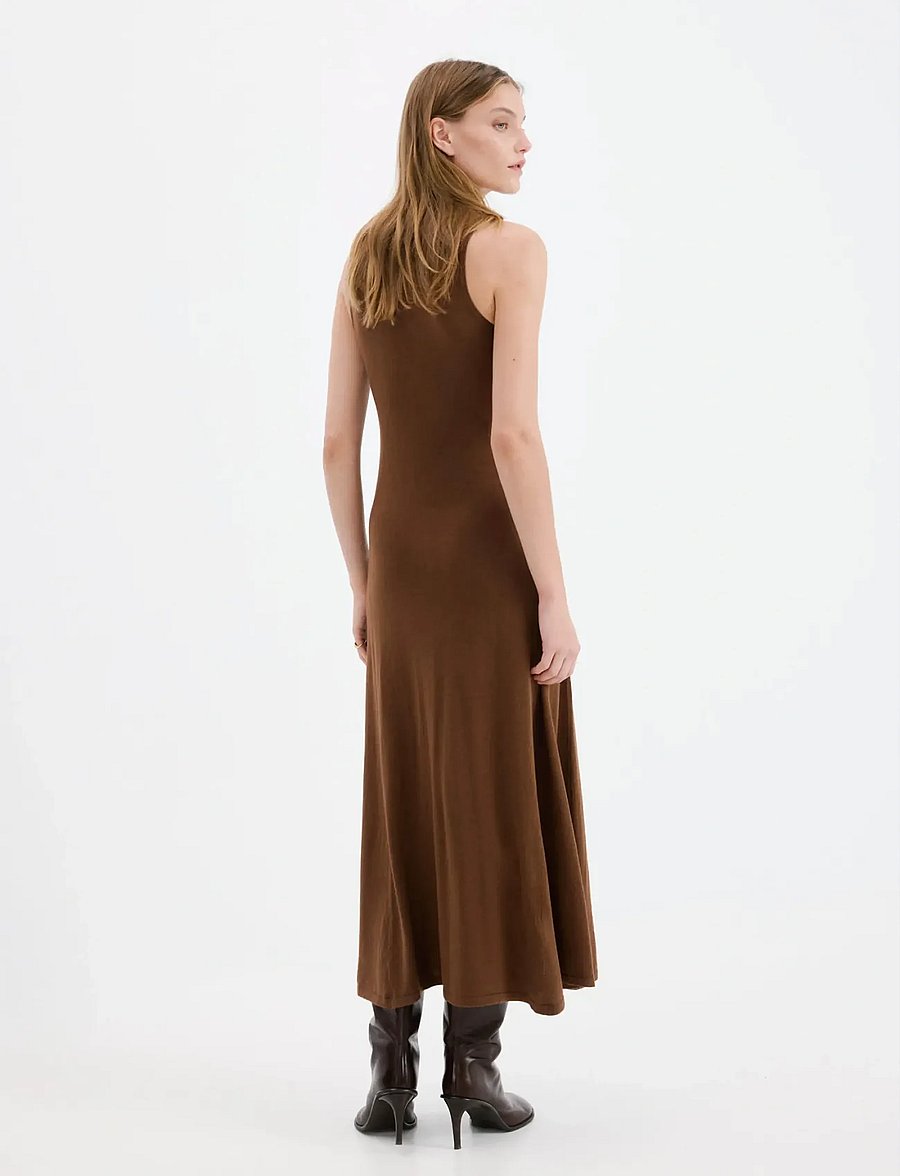 Mango - Turtleneck knitted dress with brooch - stickade klänningar - dark brown - 3