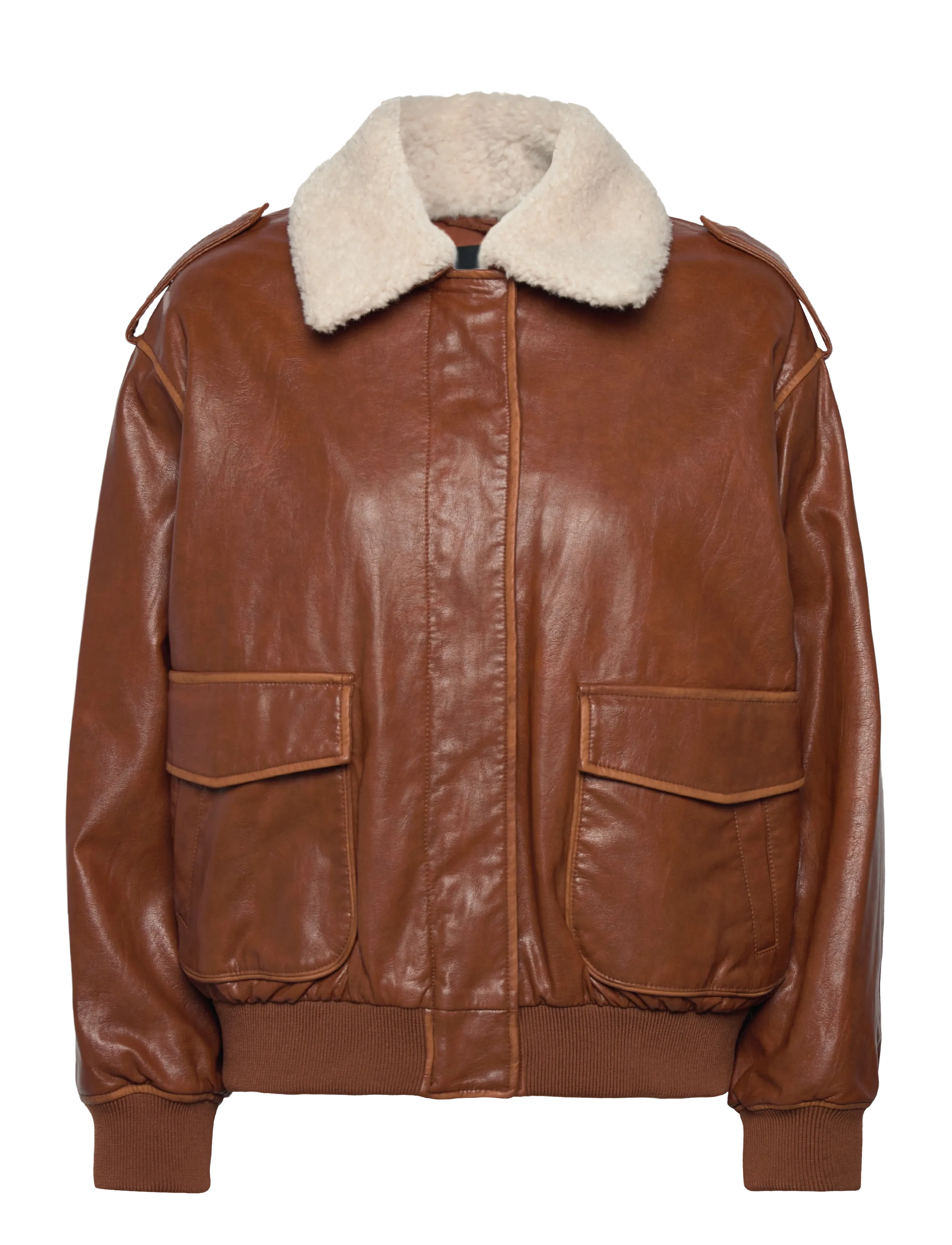 MANGO Oversized Jacke With Borg Collar Braun - XL - Damen