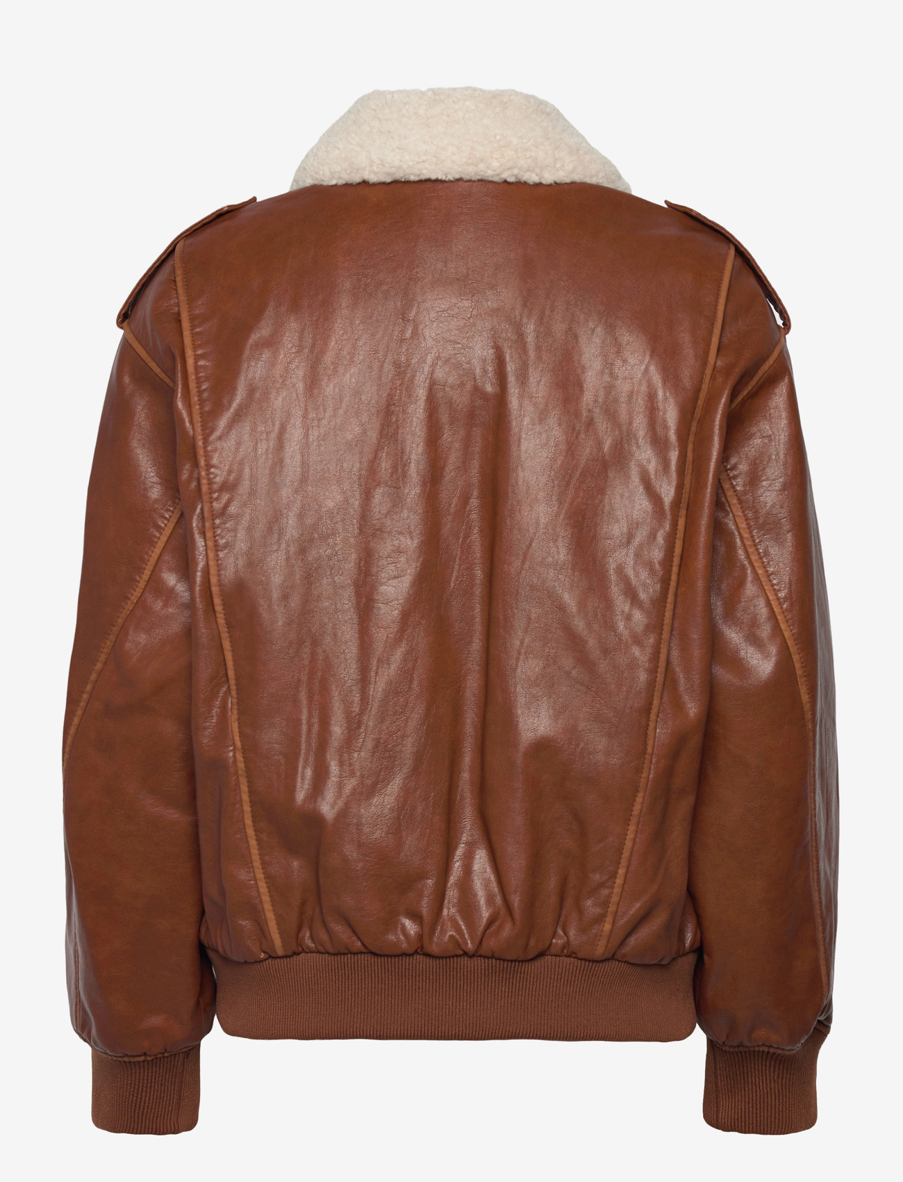 Mango - Oversized jacket with borg collar - overtøj - brown - 2